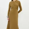 Ruched Jersey Crepe Midi Dress