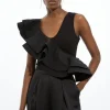 Ruffle Detail Ponte And Cotton Jersey Bodysuit