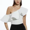 Ruffle Ponte And Cotton Mix Jersey Bodysuit