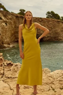 Satin Back Crepe Column Woven Midaxi Dress