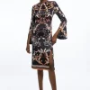 Satin Back Crepe Mint Baroque Woven Midi Dress