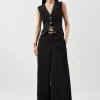 Satin Back Crepe Woven Wide Leg Pants