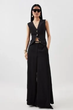 Satin Back Crepe Woven Wide Leg Pants