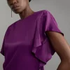 Satin Draped Sleeve Woven Top