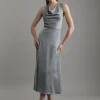 Satin Halter Neck Woven Midi Dress