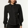 Scallop Trim Woven Crepe Blouse