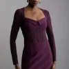 Scuba Crepe And Power Mesh Corset Detail Mini Dress
