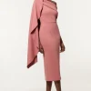 Scuba Crepe Woven Cape Midi Dress