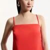 Scuba Scallop Hem Woven Cropped Camisole