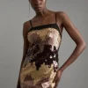 Sequin Georgette Panelled Woven Mini Dress