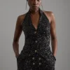 Sequin Halter Neck Vest