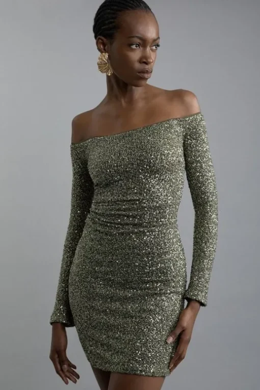 Sequin Off The Shoulder Mini Dress