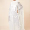 Sequin Rosette Cape Maxi Dress