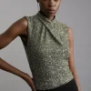 Sequin Twist Front Sleeveless Top