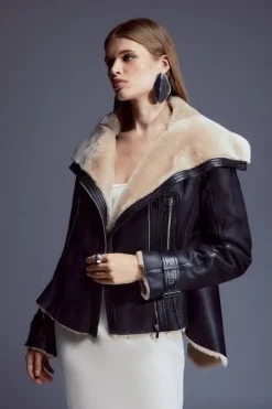 Shearling High Low Jacket