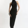 Sleeveless Viscose Blend Turtleneck Knit Midaxi Dress