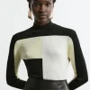Slinky Rib Knit Color Block Top