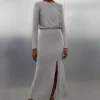 Slinky Viscose Split Detail Knit Maxi Dress