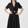 Soft Tailored Belted Midi Dress