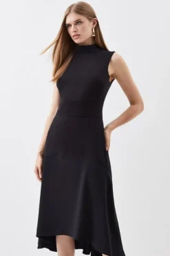 Soft Tailored High Low Midi Dress