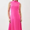 Soft Tailored High Low Midi Dress