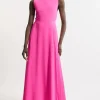 Soft Tailored Pleated Panel Midaxi Dress