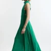 Soft Tailored Pleated Panel Midaxi Dress