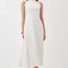Soft Tailored Pleated Panel Midaxi Dress