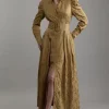 Soft Woven Jacquard Belted Shirt Dress