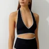 Stitch Detail High Waisted Bikini Bottoms