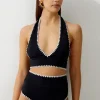 Stitch Detail Plunge Bikini Top