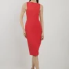 Stretch Crepe Panelled Tailored Midi Dress