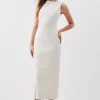 Stretch Lightweight Pu Panelled Midi
