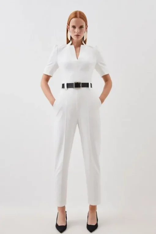Structured Crepe Forever Belted Jumpsuit