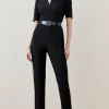 Structured Crepe Forever Belted Jumpsuit