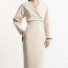 Structured Crepe Tailored Sleeveless Seam Detail Midi Dress