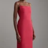 Structured Crepe Tailored Square Neck Midi Dress