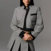 Tailored Black Check Cropped Jacket