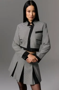 Tailored Black Check Cropped Jacket