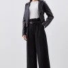 Tailored Compact Stretch High Waist Wide Leg Pants