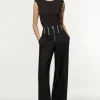 Tailored Contrast Tipped Stitch Detail Straight Leg Pants