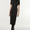 Tailored Contrast Tipped Stitch Detail Midi Dress