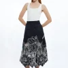 Tailored Cotton Cutwork Embroidered Belted Midi Skirt