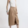 Tailored Cotton Pocket Midi Skirt