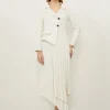 Tailored Crepe Asymmetric Pleated Skirt Blazer Midaxi Dress