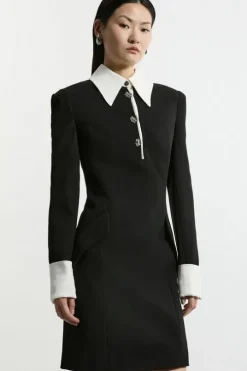 Tailored Crepe Mini Shirt Dress