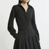 Tailored Crepe Pleated Mini Dress