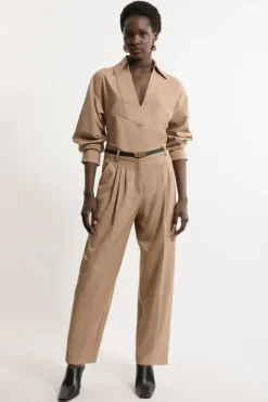 Tailored Cropped Straight Leg Darted Pants