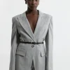 Tailored Darted Waist Belted Notch Neck Blazer