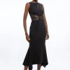 Tailored Lace Waist Detail Midi Dress